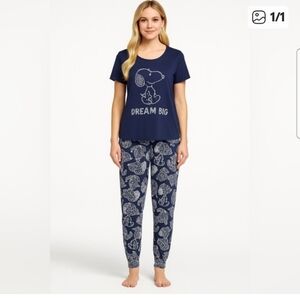 Peanuts Navy Snoopy 'Dream Big' Pajama Set